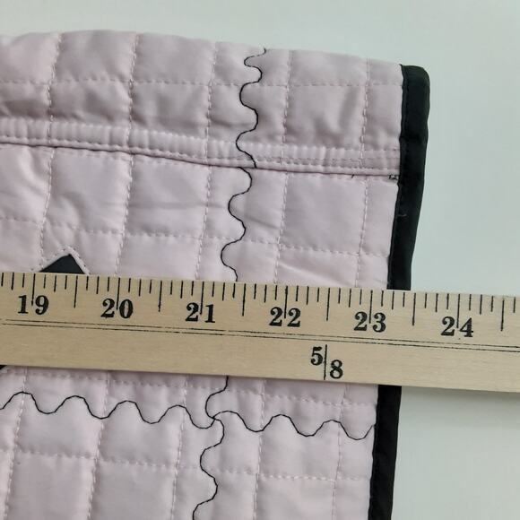 Vintage Reversible Quilted Jacket Down Filled Baby Pink Embroidered Puffer Coat - Picture 12 of 13
